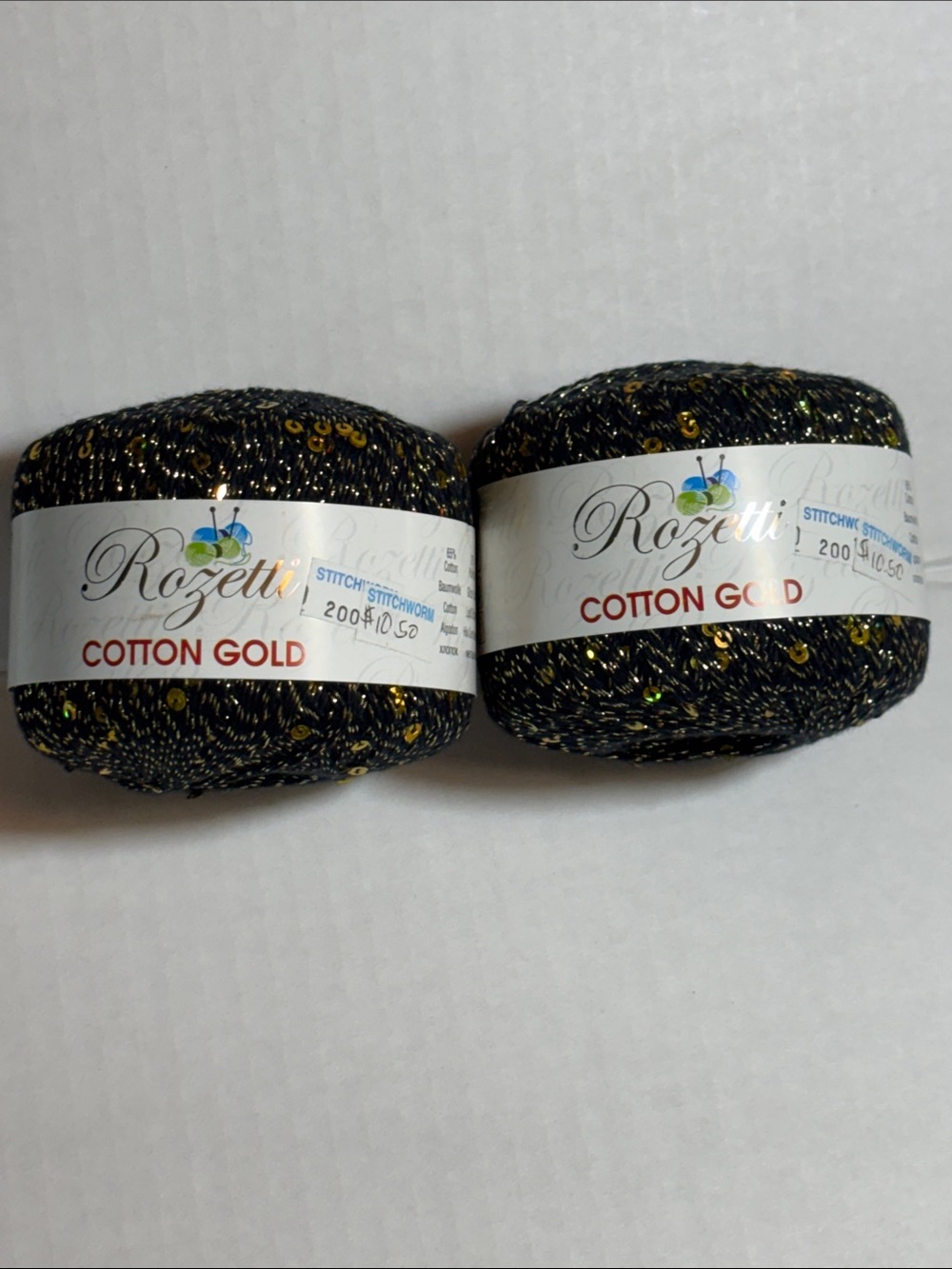Cotton Black & Gold Yarn set of 2